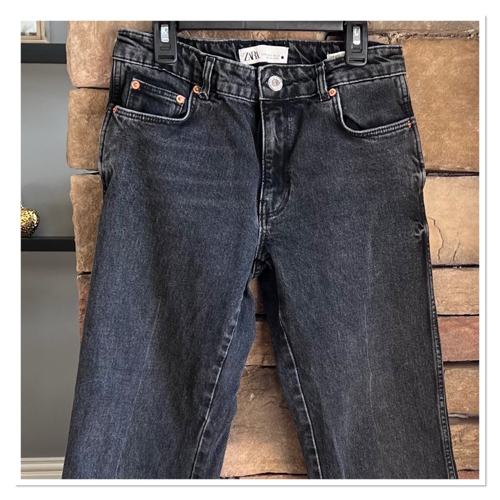 ZARA 'Ness' Cropped Flare Women's Black Jeans - Picture 8 of 10